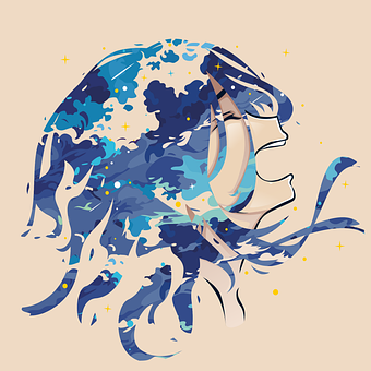 Garota, Anime, Manga, Nuvem, Azul