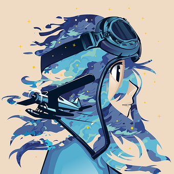 Garota, Anime, Manga, Nuvem, Azul