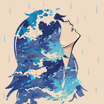 Garota, Anime, Manga, Nuvem, Azul