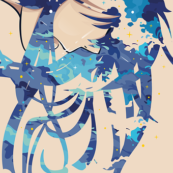 Garota, Anime, Manga, Nuvem, Azul