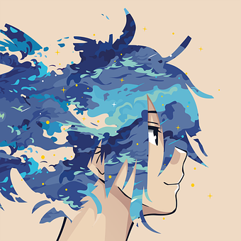 Garota, Anime, Manga, Nuvem, Azul