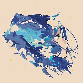 Garota, Anime, Manga, Nuvem, Azul