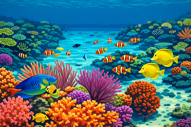Free coral reef underwater ocean vector