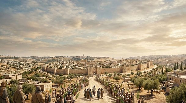 Jerusalem, Israel, By, Vægge, Landskab