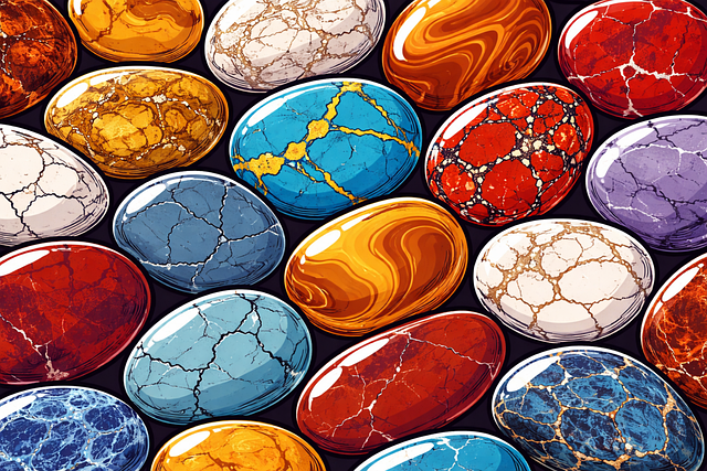 Free colorful gemstones cracked stones kintsugi pattern vector