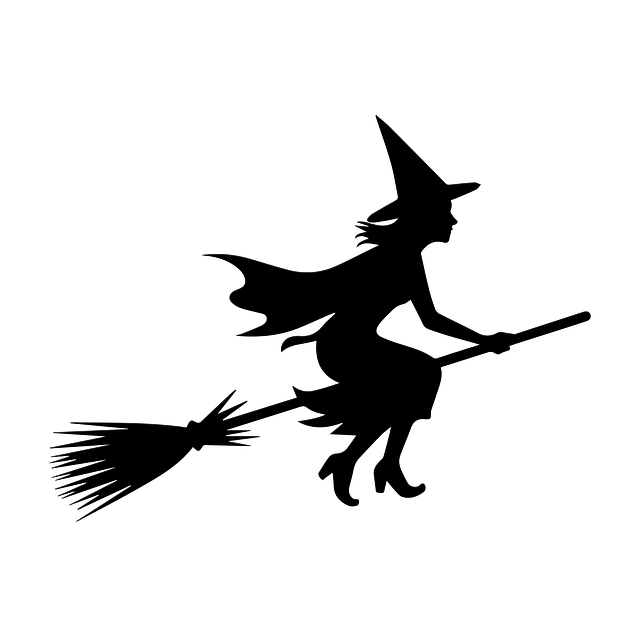 Free witch silhouette halloween vector flying witch vector