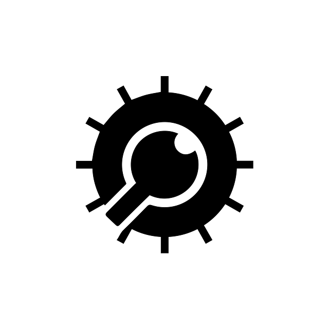 Free magnifying glass gear icon search settings vector system diagnostics illustration vector