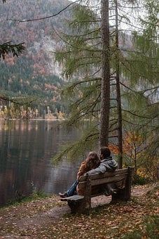 Free Couple On Bench Autumn Romance photo and picture