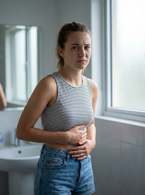 Free woman ill stomach pain illustration