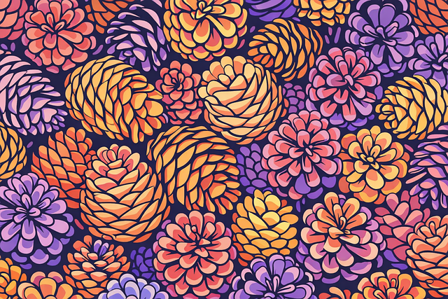 Free floral pattern pine cones flowers vector