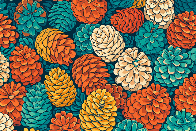 Free botanical pattern pine cones floral design vector