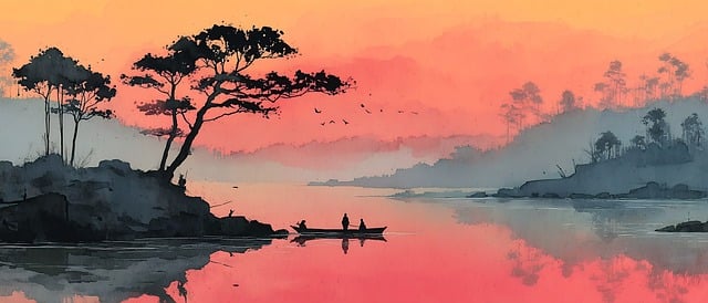 Amazone, Rivier, Zonsondergang, Boot