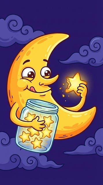 Free moon crescent stars illustration