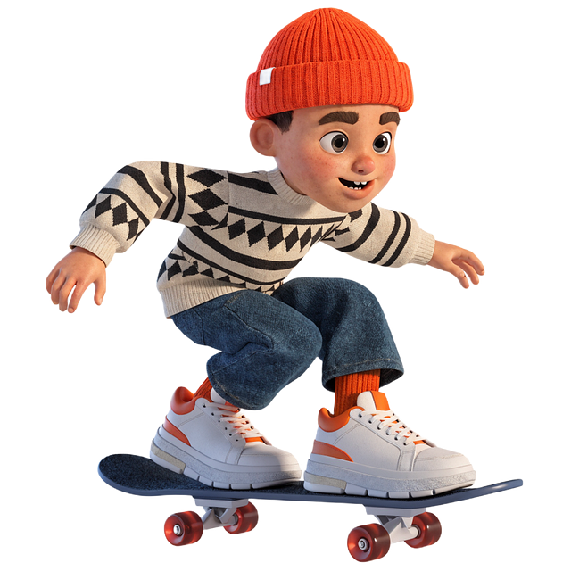 Free boy child skateboard illustration