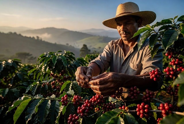 Free coffee farmer harvest illustration