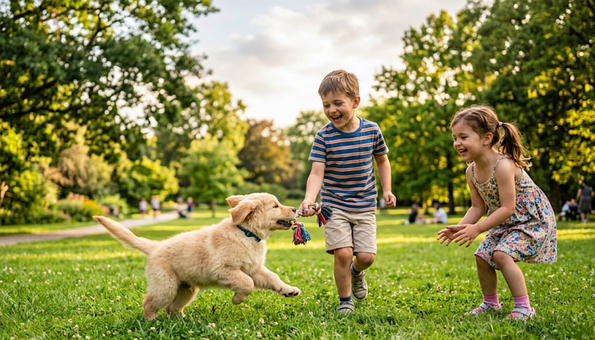 Free Children Playing With Dog photo and picture