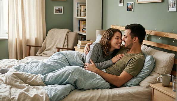 Free Couple In Bed Happy Relationship illustration and picture