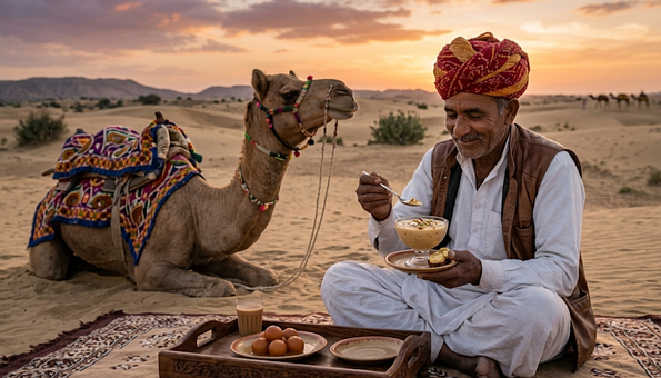 Free Desert Sunset Rajasthani Man illustration and picture