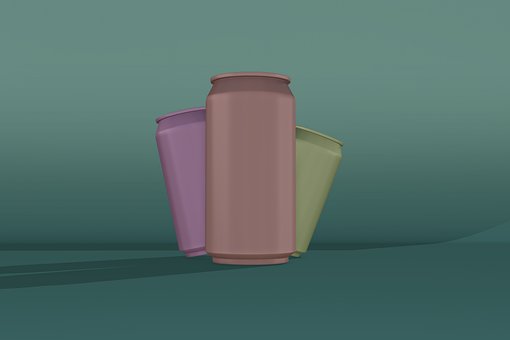Latas, Bebidas, Colorido, Trio, Rosa