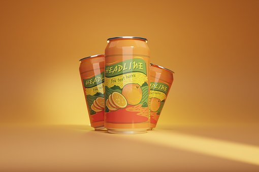 Lata, Bebida, Laranja, Citrino, Suco