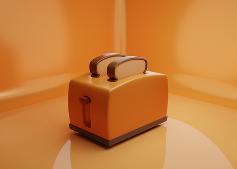 Torradeira, Laranja, Retrô, Arte 3D