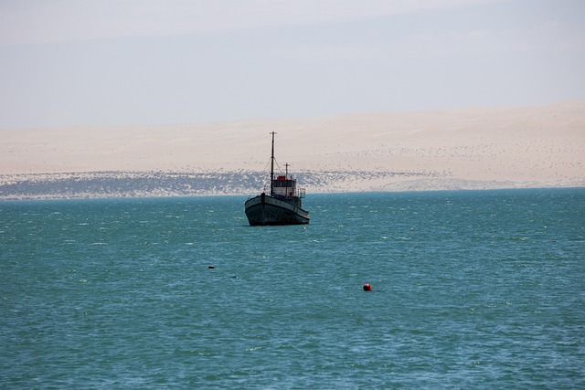 Navio, Oceano, Bóia, Namíbia, Deserto