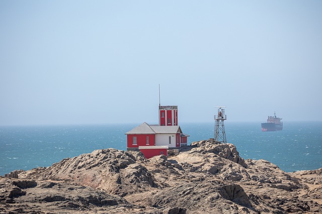 Farol, Oceano, Edifício Vermelho, Rochas
