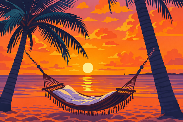 Free hammock beach hammock tropical sunset vector