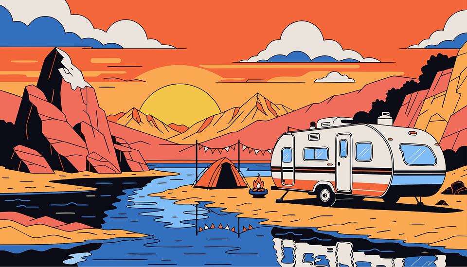 Download Caravan, Camp, Mountains. Royalty-Free Vector Graphic - Pixabay