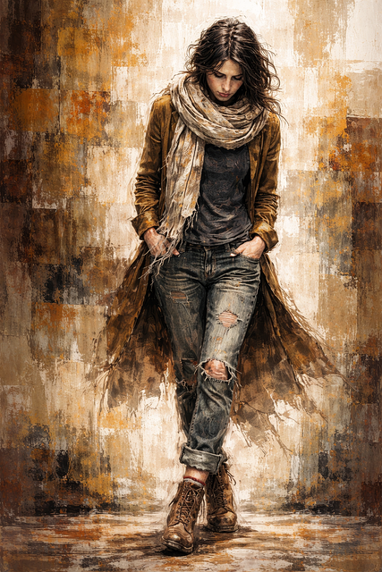 Free woman portrait walking illustration
