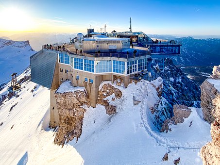Zugspitze, Bjergstation, Vinter, Sne