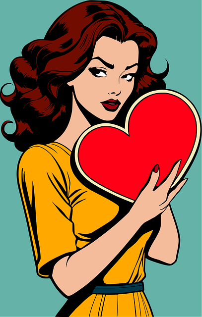 Free woman red heart vector