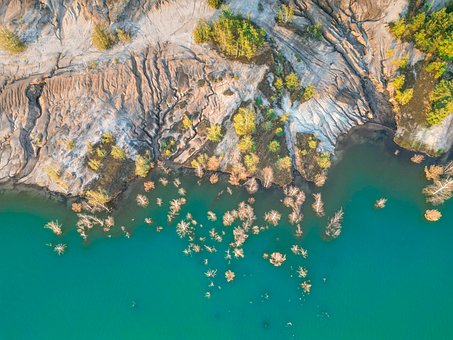 Luftfoto, Drone, Stenbrud, Erosion