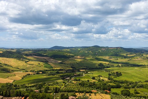 Tuscany, Paisaje, Sierras, Campos Verdes