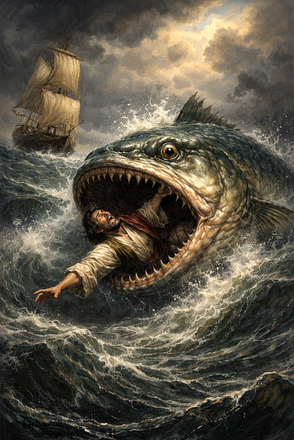 Free God Commands Fish Obeys illustration and picture