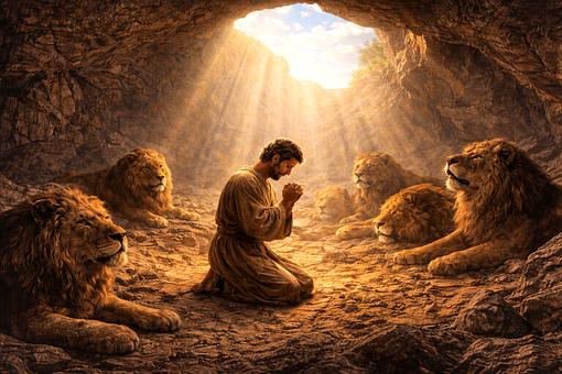 Free Daniel Prays Lions Den illustration and picture