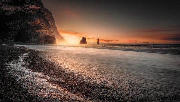 Reynisfjara, Natur, Schwarz, Sand