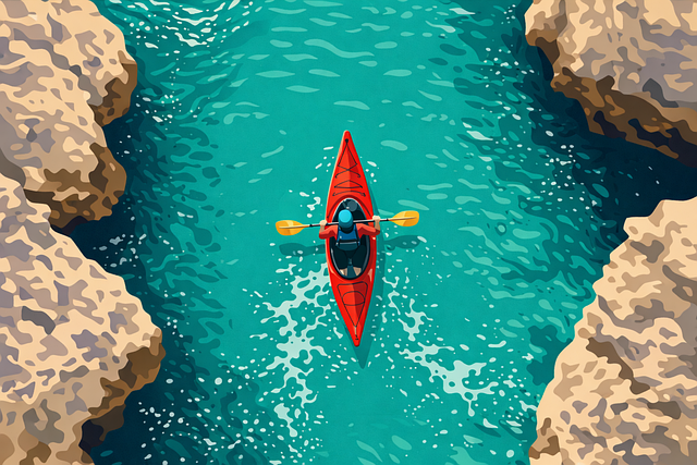 Free kayak paddling water vector