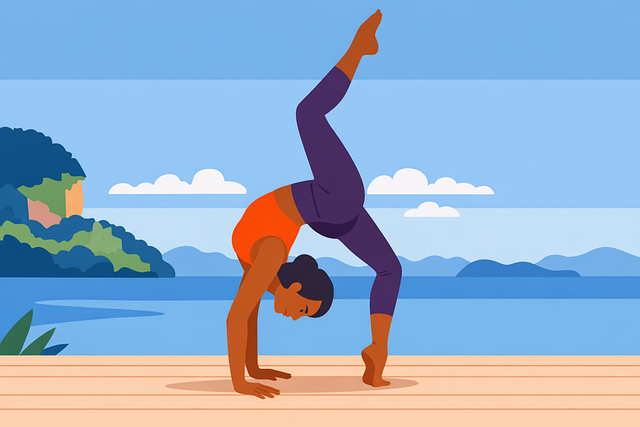 Free yoga handstand fitness vector