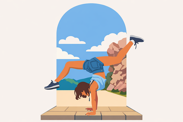 Free handstand acrobatics exercise vector
