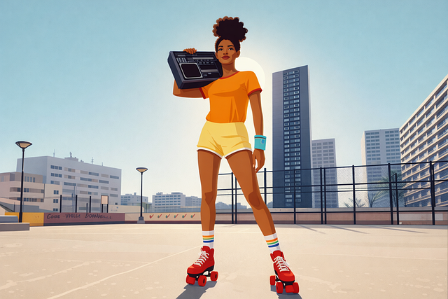 Free roller skating rollerskates boombox vector