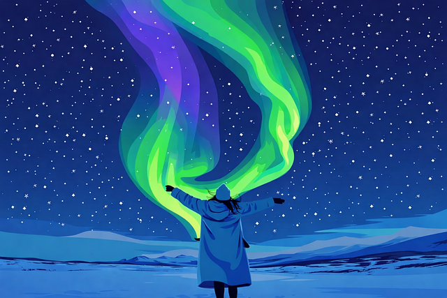 Free aurora borealis northern lights winter illustration