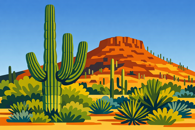 Free desert cactus landscape illustration