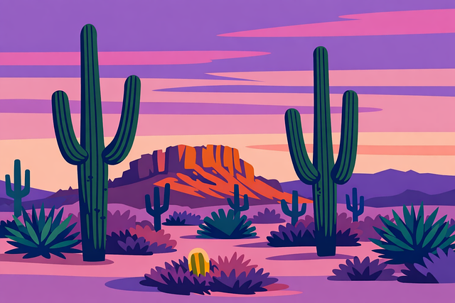 Free desert cactus sunset illustration