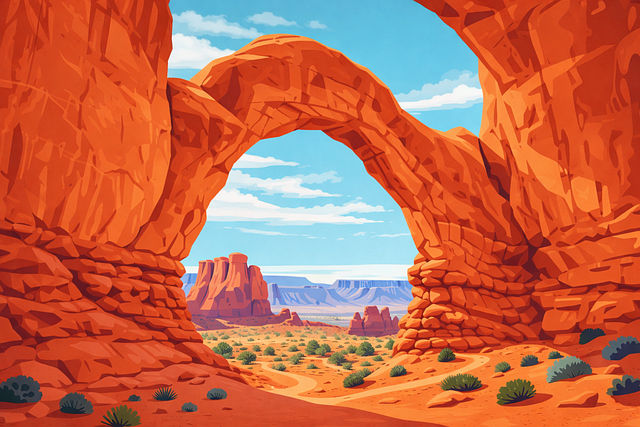 Free desert rock arch landscape illustration