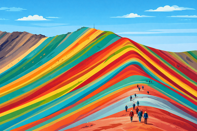 Free rainbow mountain vinicunca peru illustration