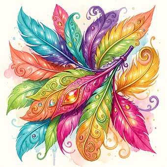 Free Colorful Feathers Fantasy illustration and picture