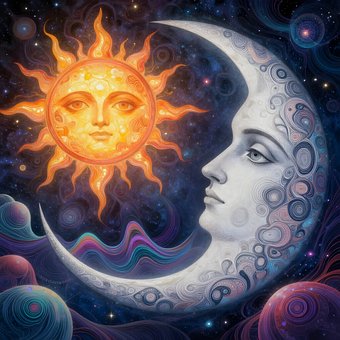 Free Sun Moon illustration and picture