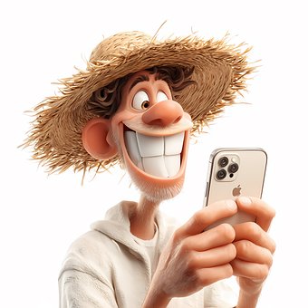 Landmand, Selfie, Smil, Tegning, Pixar
