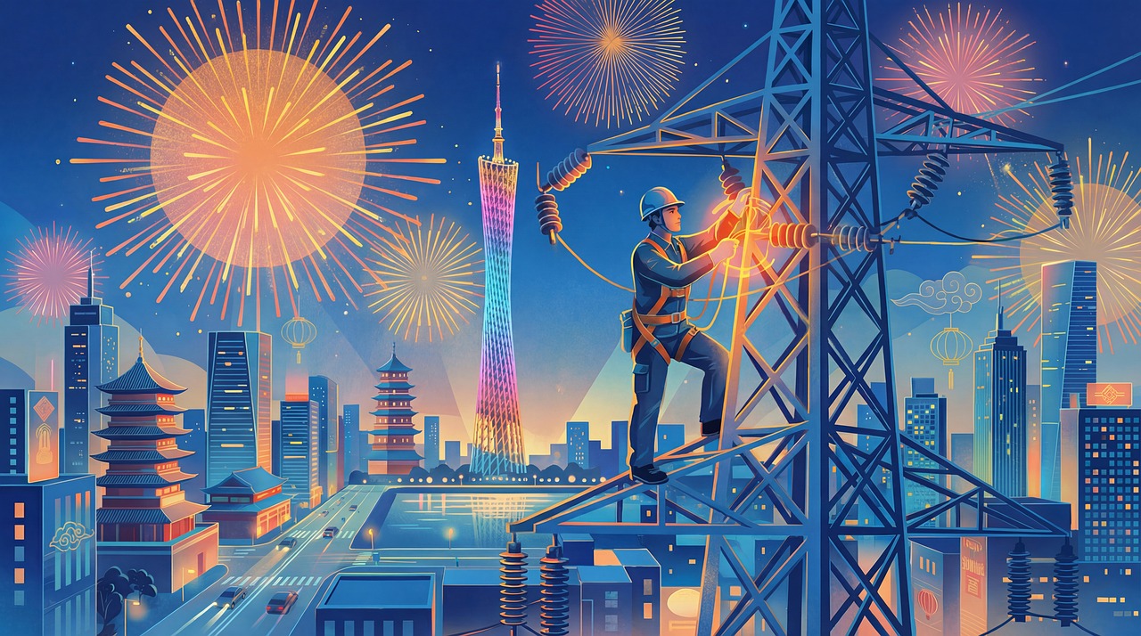 Download free HD stock image of Electricity Worker Free electricity worker festive illustration